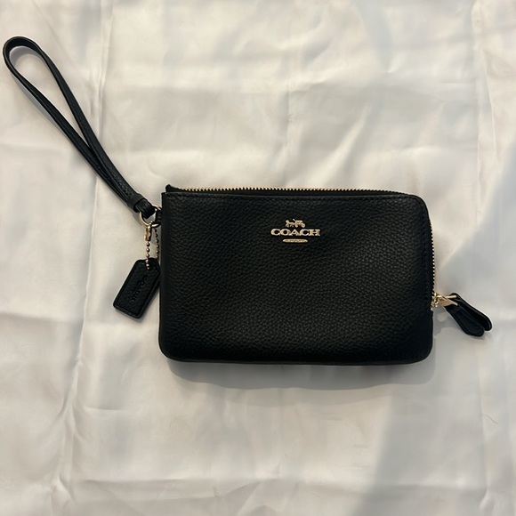 COACH Double Corner Zip Wristlet, Black - Picture 3 of 5